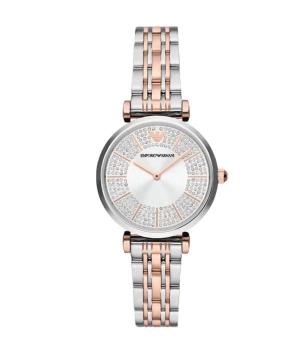 EMPORIO ARMANI Women's Silver Dial Watch With Two Hand Movement, Stainless Steel Strap, AR11537