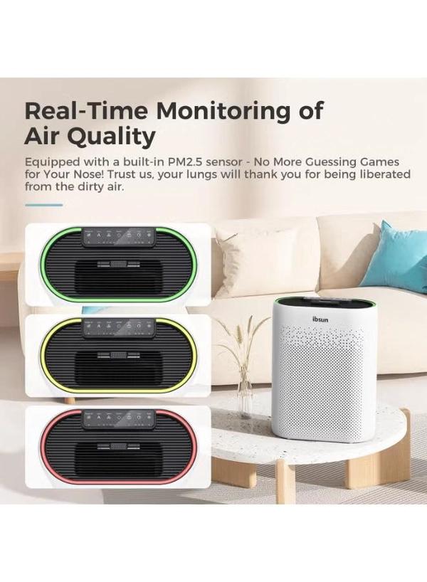 IBSUN Air Purifier Large Room Up to 60 ㎡ with Air Quality Sensors, H13 True HEPA Filter Remove 99.97% for Dust Pet Dander ZY2866