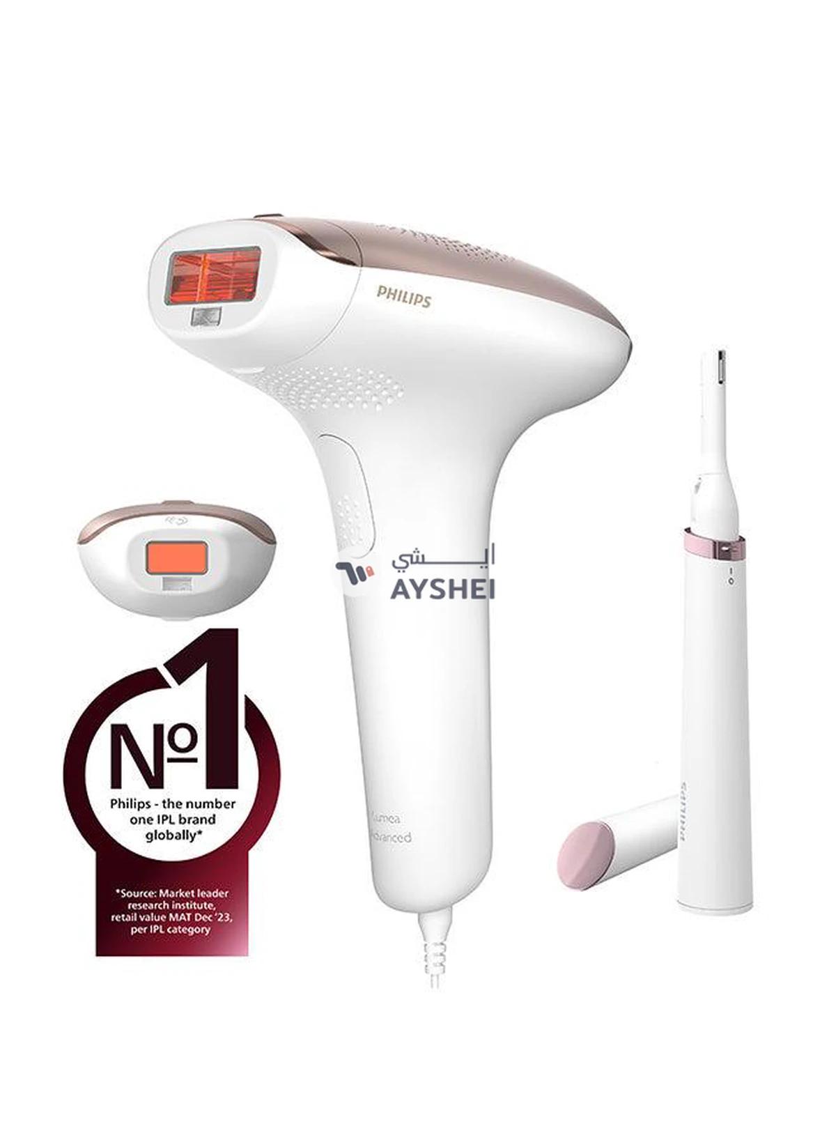 Philips Lumea IPL, Hair Removal, 7000 Series, Skintone Sensor, 2 Attachments, Body, Face, Compact Pen Trimmer, Corded Use, BRI921/60, 60 Days Money Back Guarantee White/Rose Gold-0-0