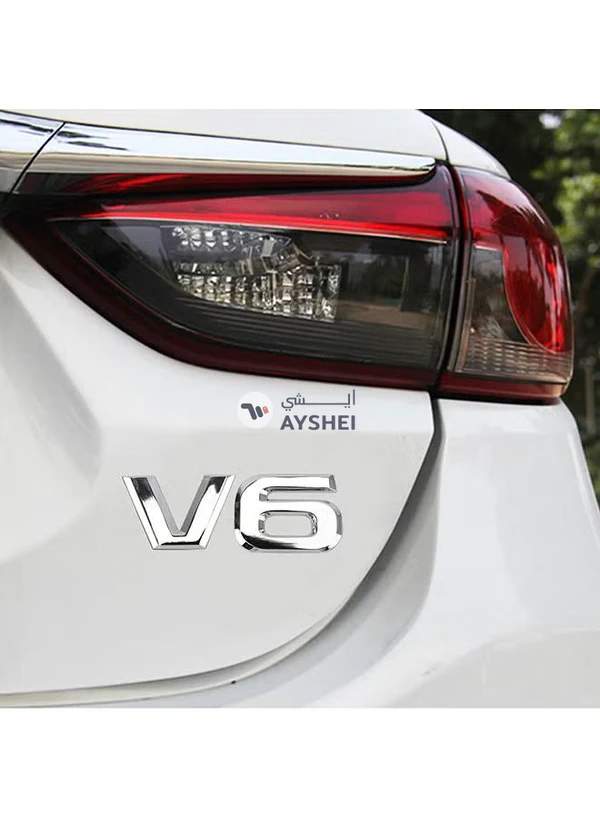 Generic V6 Shape Car Metal Body Decorative Sticker