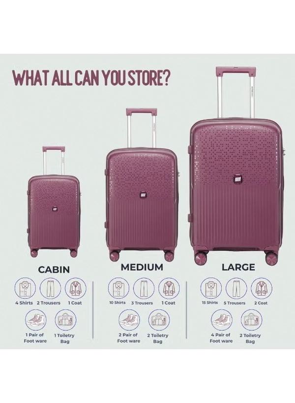 British Tourister 3 Piece Polypropylene Hard Side Spinner Luggage Trolley Set 20/24/28 Inch - Purple