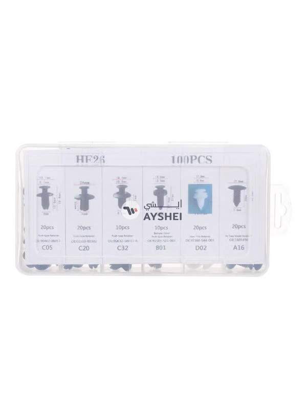 Generic 100Pcs Car Body Plastic Push Retainer Pin Rivet Fasteners Trim Moulding Clip Automotive Furniture Assembly Expansion Screws Kit with Removal Tool Screwdriver for Vehicles