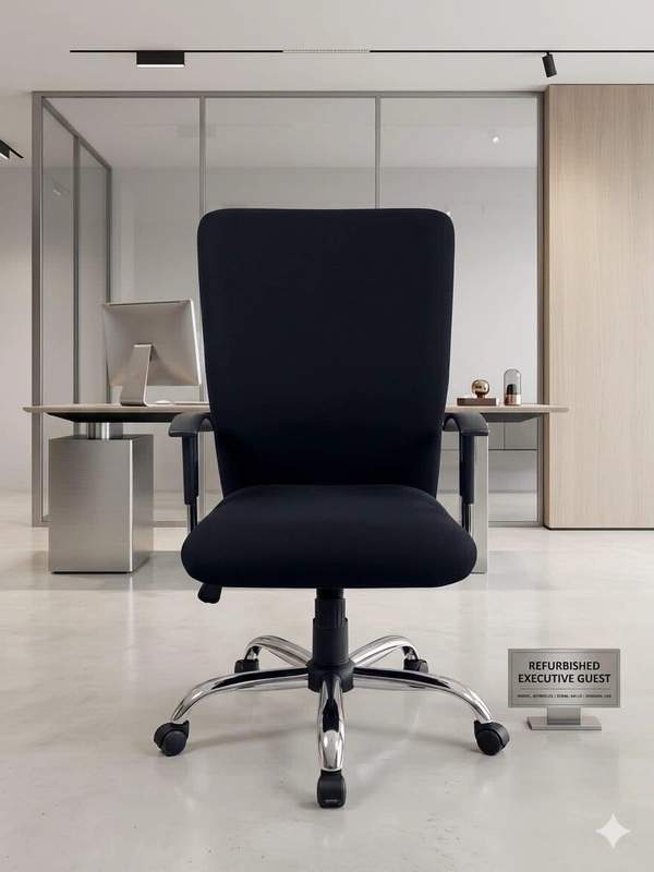 Black Executive Guest office chair-Leather Refurbished