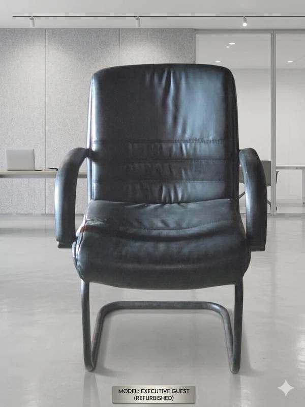 Black Executive Guest office chair-Leather Refurbished
