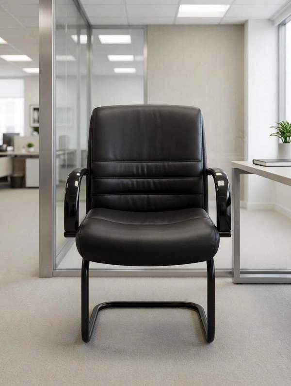 Black Executive Guest office chair-Leather Refurbished