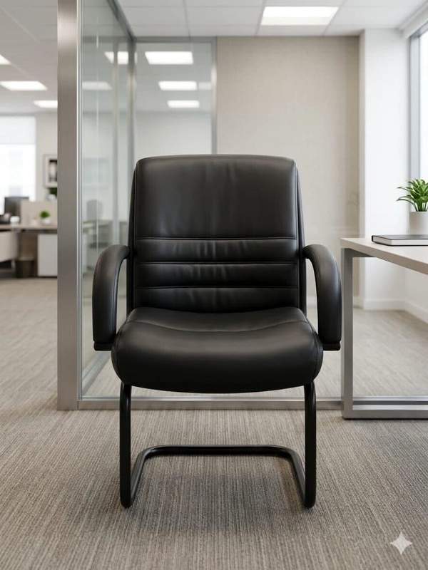 Black Executive Guest office chair-Leather Refurbished