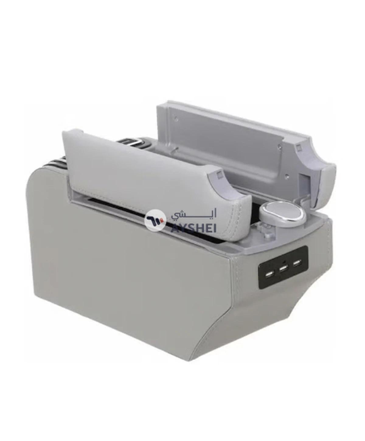 Generic Organizer Storage Box With Fast Charge USB Holes And Cables Armrest Box-0-0