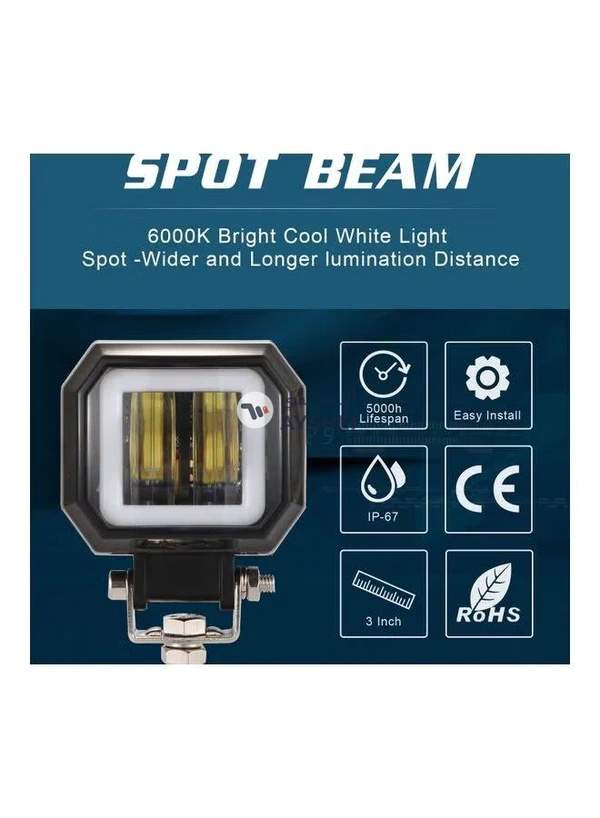 Generic 20W Fog Light 6000K 12-30V DC 8000LM Waterproof Square LED