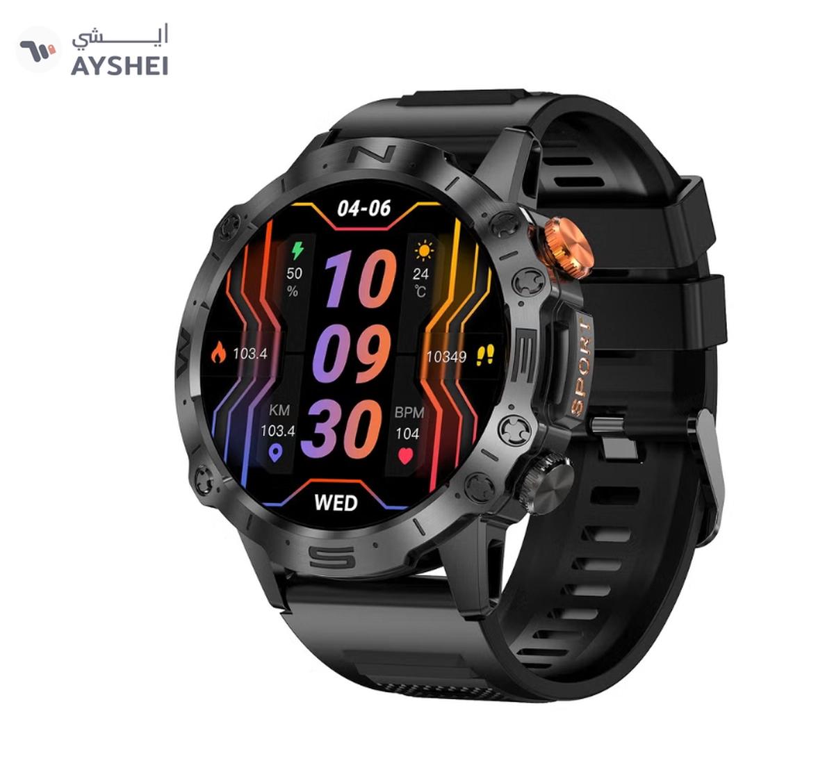 Armfit Dome Smartwatch For Men, AMOLED Always On Display Bluetooth Calling Waterproof Fitness Watches Compatible With Android iOS Black-0-landscape
