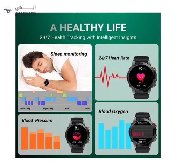 Armfit Dome Smartwatch For Men, AMOLED Always On Display Bluetooth Calling Waterproof Fitness Watches Compatible With Android iOS Black