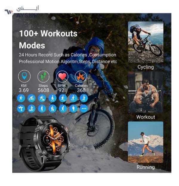 Armfit Dome Smartwatch For Men, AMOLED Always On Display Bluetooth Calling Waterproof Fitness Watches Compatible With Android iOS Black