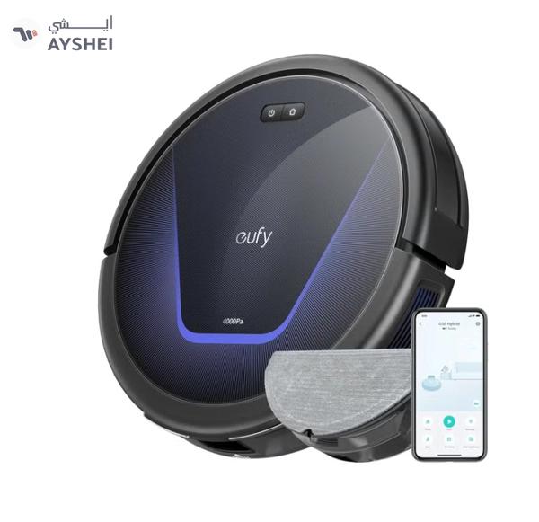 Eufy G50 Robot Vacuum With 4,000 Pa Powerful Suction, Dynamic Navigation And Pro Detangle Comb Roller Brush For Hair Cleaning, Mop Pad For Light Surface Cleaning, Perfect For Hard Floor, Pet Hair, Carpet 40 W T2212 Black