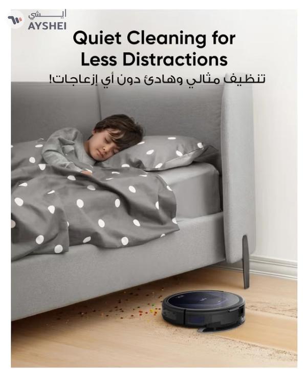 Eufy G50 Robot Vacuum With 4,000 Pa Powerful Suction, Dynamic Navigation And Pro Detangle Comb Roller Brush For Hair Cleaning, Mop Pad For Light Surface Cleaning, Perfect For Hard Floor, Pet Hair, Carpet 40 W T2212 Black