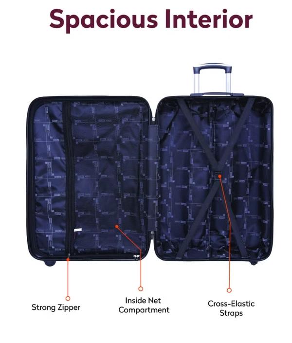 PARAJOHN Hard Case Luggage Trolley for Unisex ABS Lightweight Travel Bag 4 Double Wheeled Suitcase - Small