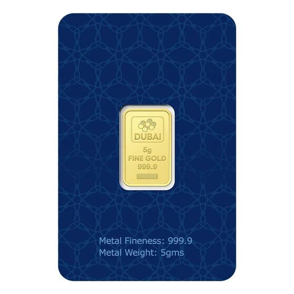 Dubai Gold 5 Grams Pure 999.9 Fine Gold Bar