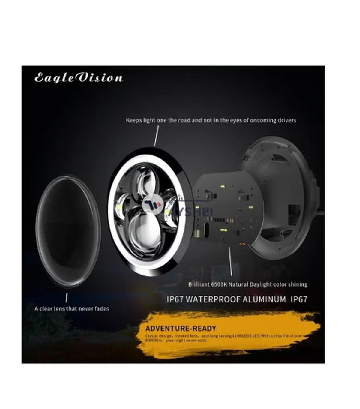 Generic 2 pcs 7 Inch 200W 4300K 6000K LED Headlight for Jeep Wrangler CJ JK TJ LJ-3-3