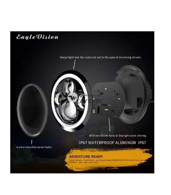 Generic 2 pcs 7 Inch 200W 4300K 6000K LED Headlight for Jeep Wrangler CJ JK TJ LJ