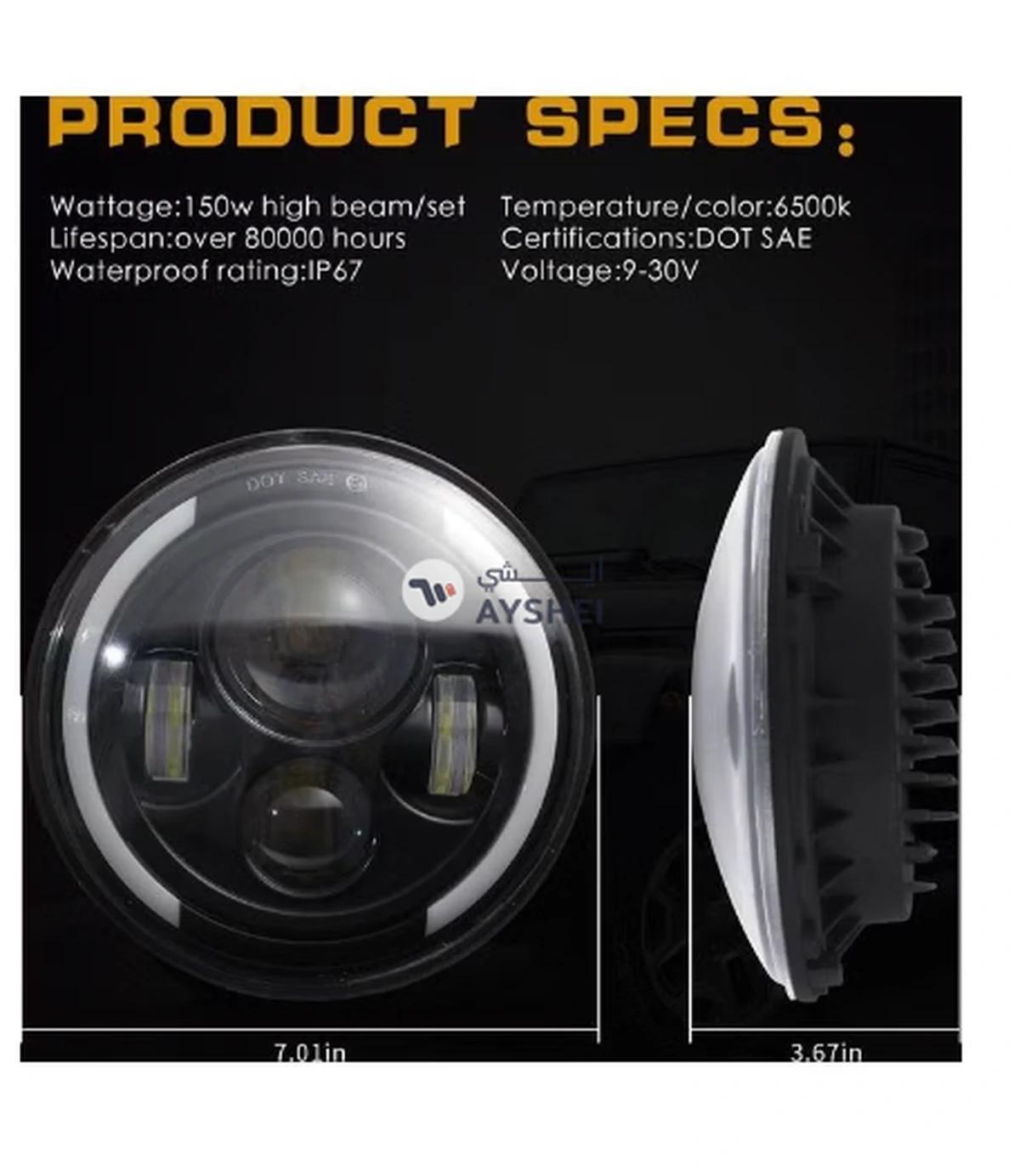 Generic 2 pcs 7 Inch 200W 4300K 6000K LED Headlight for Jeep Wrangler CJ JK TJ LJ-4-4