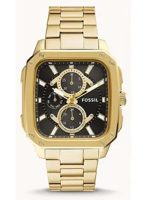 Fossil Men's Inscription Rectangle Shape Stainless Steel Chronograph Wrist Watch BQ2656 - 42mm - Gold