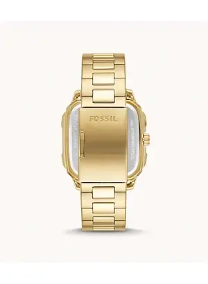 Fossil Men's Inscription Rectangle Shape Stainless Steel Chronograph Wrist Watch BQ2656 - 42mm - Gold