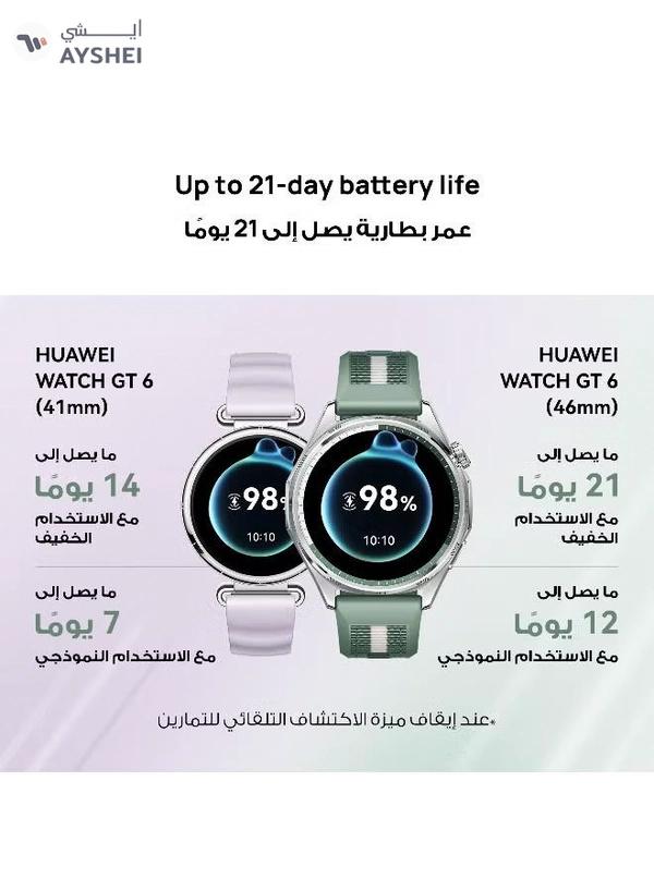 Huawei WATCH GT 6 46mm Smart Watch, 1.47'' Display, up to 21 days battery life, Compatible with iOS & Android, Health Monitor, 100+ Sports Modes, Green with Free Extra App Benefits Green