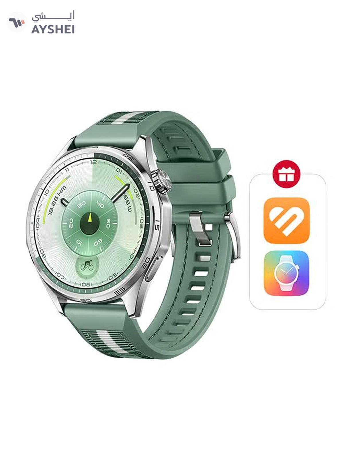 Huawei WATCH GT 6 46mm Smart Watch, 1.47'' Display, up to 21 days battery life, Compatible with iOS & Android, Health Monitor, 100+ Sports Modes, Green with Free Extra App Benefits Green-0-portrait