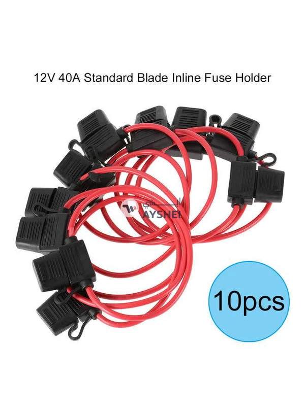 Generic 10-Piece DC 12V 40A Standard Blade Inline Fuse Holder