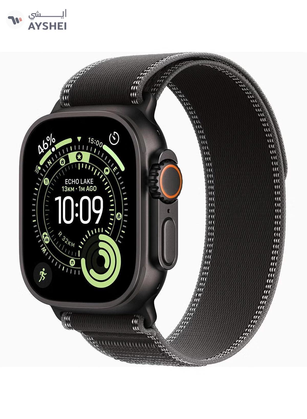 Apple Watch Ultra 3 GPS + Cellular 49mm (TDRA Version) Black Titanium Case With Black/Charcoal Trail Loop - S/M-0-portrait