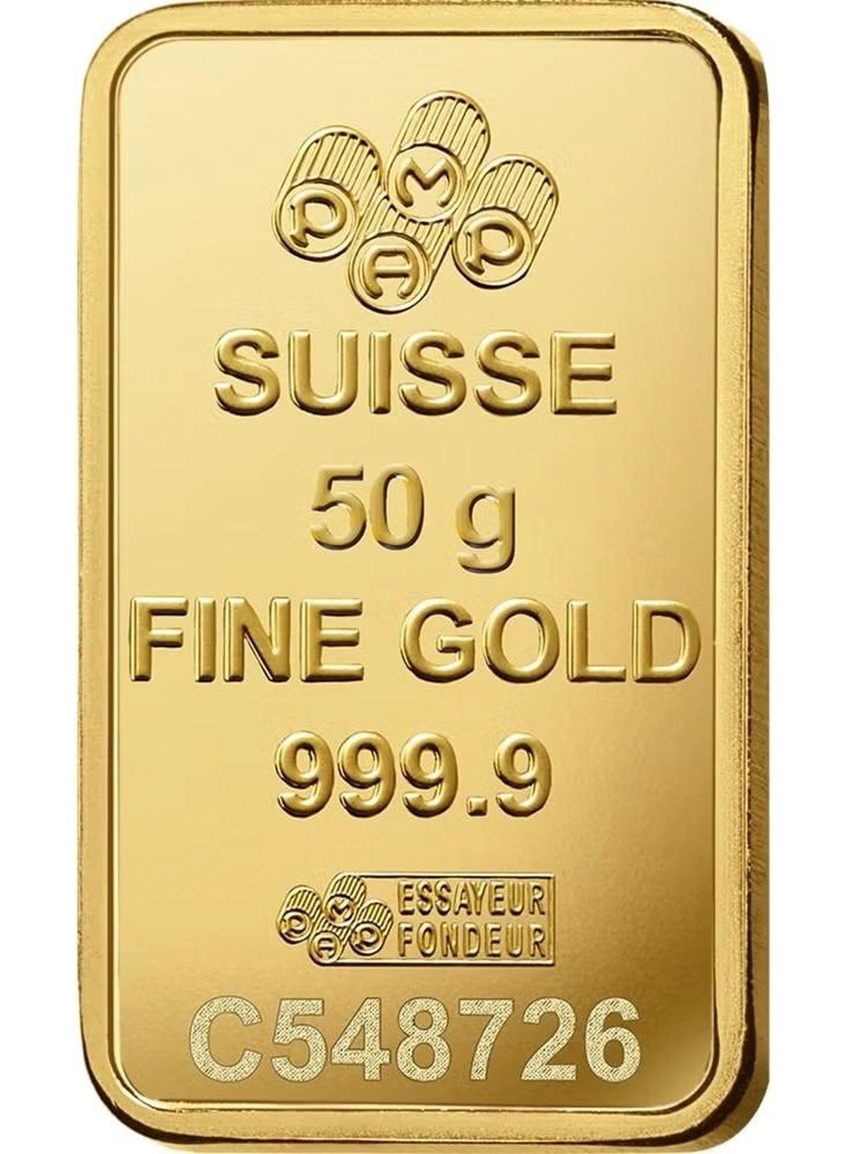 PAMP Swiss Made 24K(999.9) Pamp 50g Gold Bar-1-1