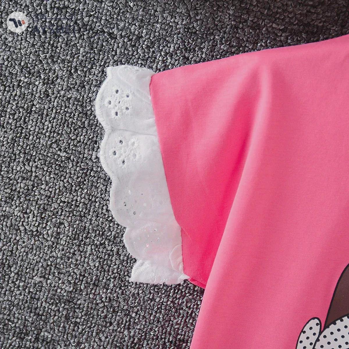 Babyqlo Girl Printed Tee with Blue denim Shorts set for Girls-4-4