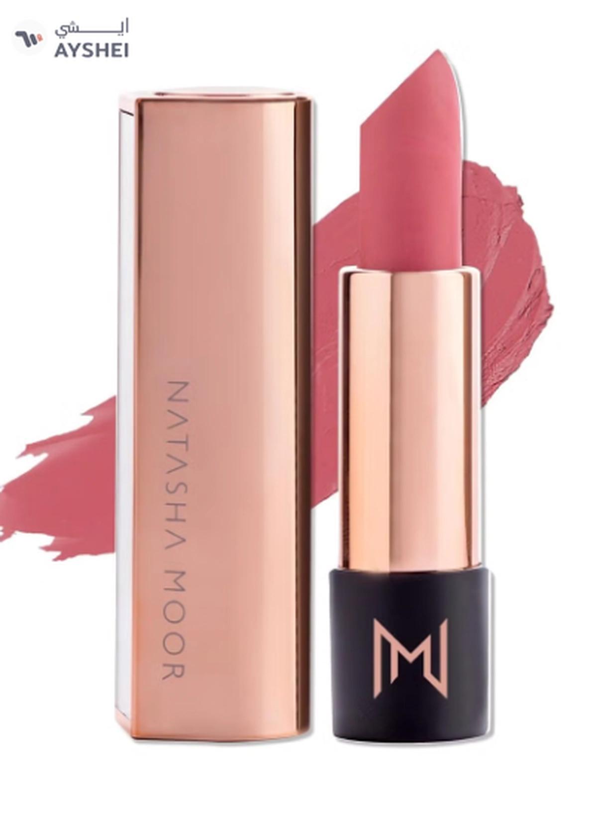 NATASHA MOOR Silk Suede Lipstick: Long-Lasting, Hydrating Semi-Matte Finish-0-0