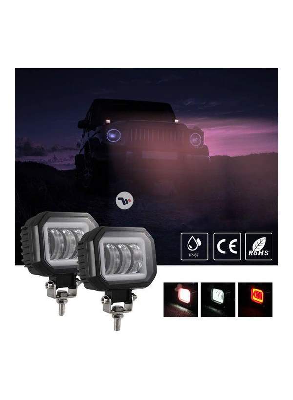 Generic 2-Piece Waterproof Square LED Angel Eye Fog Light