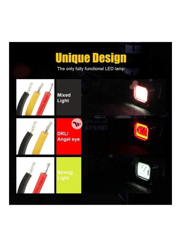 Generic 2-Piece Waterproof Square LED Angel Eye Fog Light