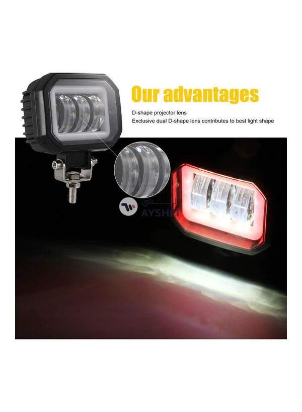 Generic 2-Piece Waterproof Square LED Angel Eye Fog Light