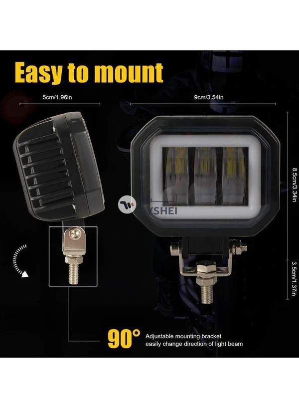 Generic 2-Piece Waterproof Square LED Angel Eye Fog Light