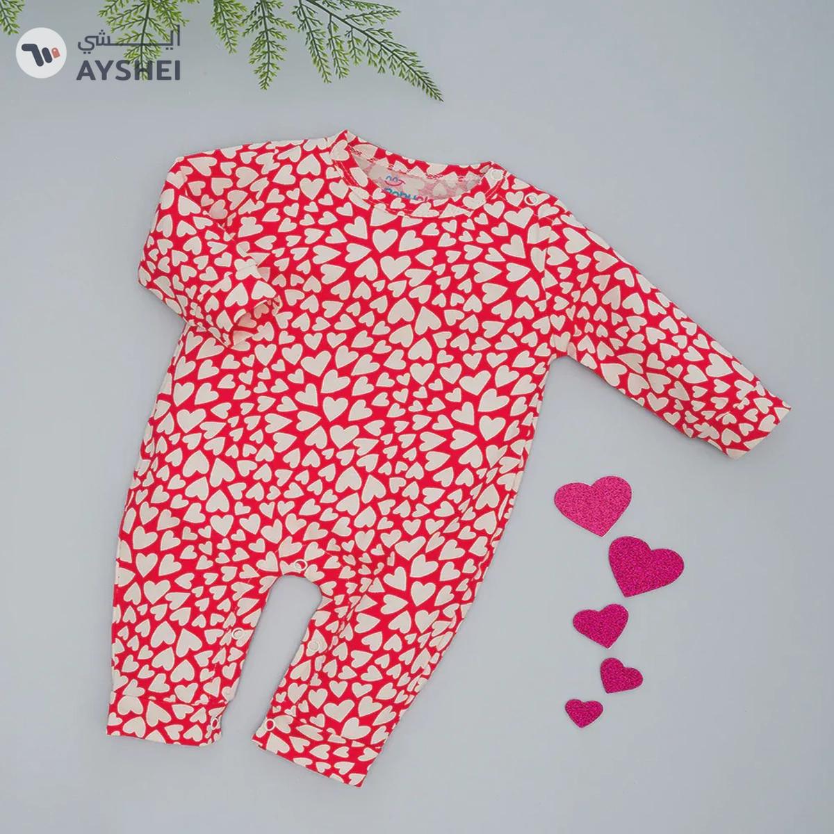 Babyqlo Hearts Galore: Pure Cotton Romper with Heart Prints for Baby Girls-0-portrait