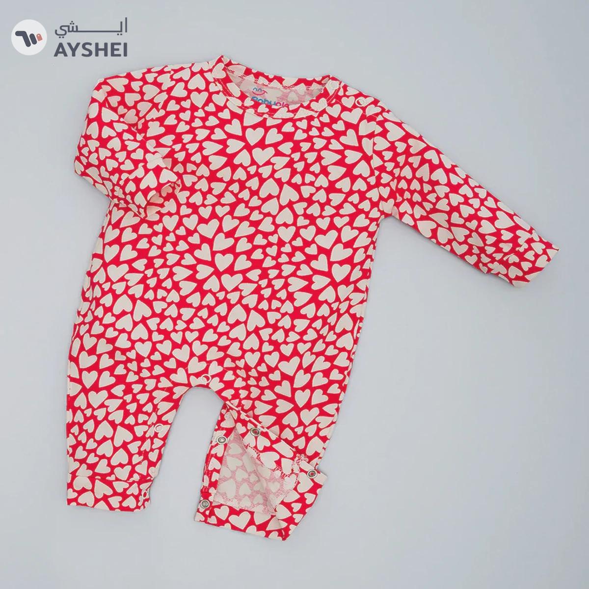 Babyqlo Hearts Galore: Pure Cotton Romper with Heart Prints for Baby Girls-1-1