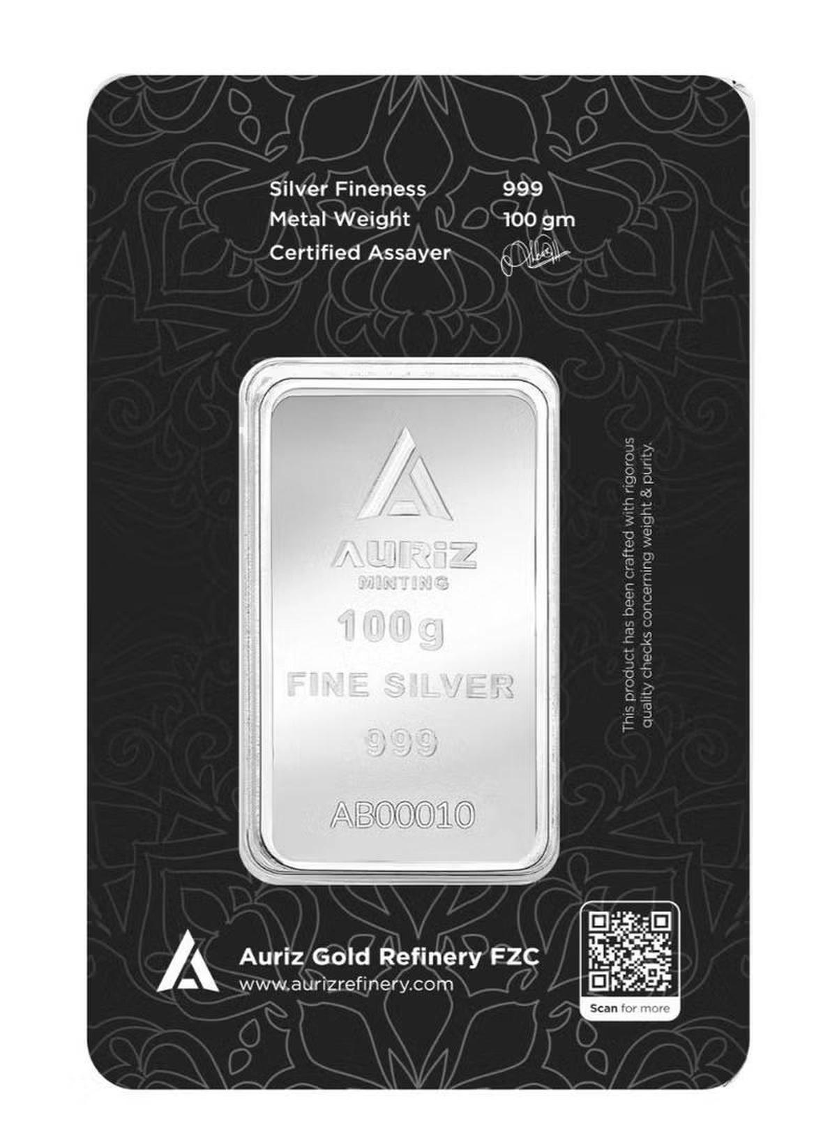Auriz Mint 100g Fine Silver Bar-0-portrait