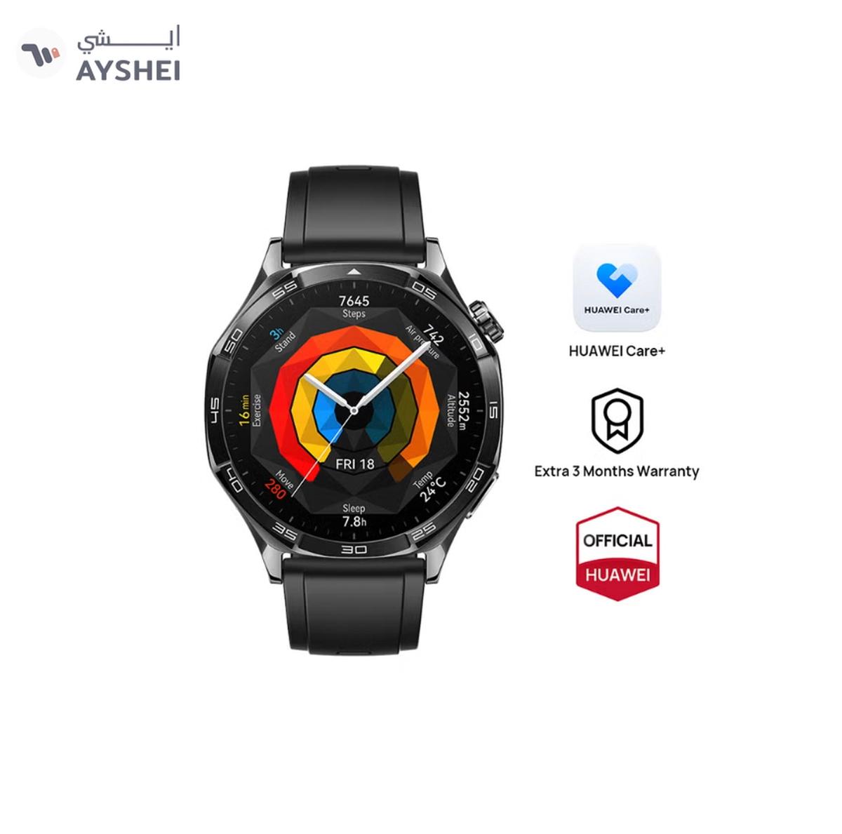 Huawei Watch GT 5 46mm Smartwatch, up to 14 Days Battery Life, All-new Running and Cycling Experience, Sharp-Edged Design Watch, Health Tracking, Compatible with iOS and Android - Fluoroelastomer Strap Black-0-landscape