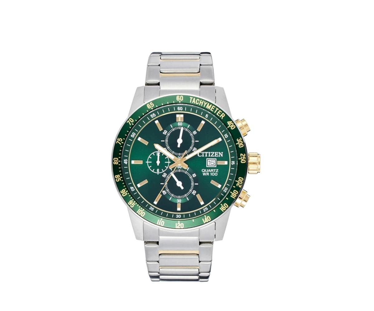 Citizen Chronograph Quartz Green Dial Stainless Steel Men's Watch AN3689-55X-0-landscape