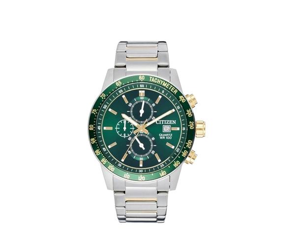 Citizen Chronograph Quartz Green Dial Stainless Steel Men's Watch AN3689-55X