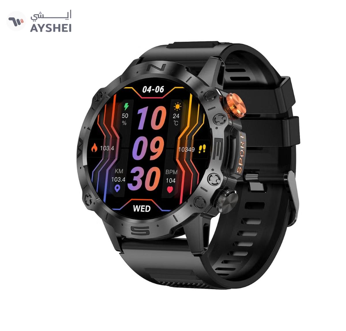 Armfit Dome Smartwatch For Men, AMOLED Always On Display Bluetooth Calling Waterproof Fitness Watches Compatible With Android iOS Black-0-landscape