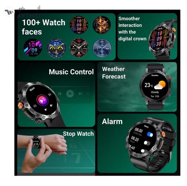 Armfit Dome Smartwatch For Men, AMOLED Always On Display Bluetooth Calling Waterproof Fitness Watches Compatible With Android iOS Black