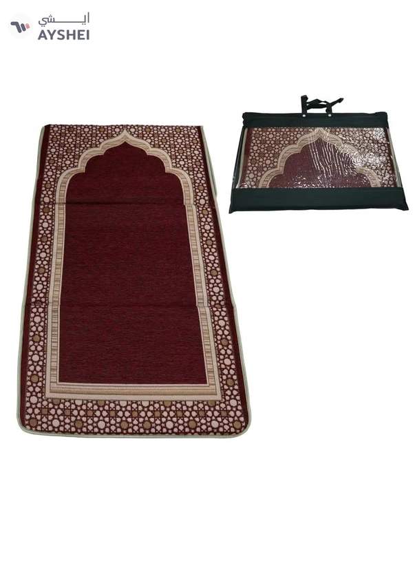 Yuwell Foldable Prayer Mat with Back Support & Carrying Bag, 2-in-1 Prayer Rug Sajadah, Anti-Slip Islamic Salah Mat 110×60CM for Men & Women, Portable Ramadan & Eid Gift Maroon