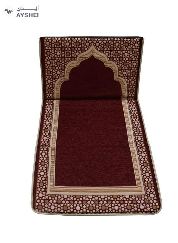 Yuwell Foldable Prayer Mat with Back Support & Carrying Bag, 2-in-1 Prayer Rug Sajadah, Anti-Slip Islamic Salah Mat 110×60CM for Men & Women, Portable Ramadan & Eid Gift Maroon