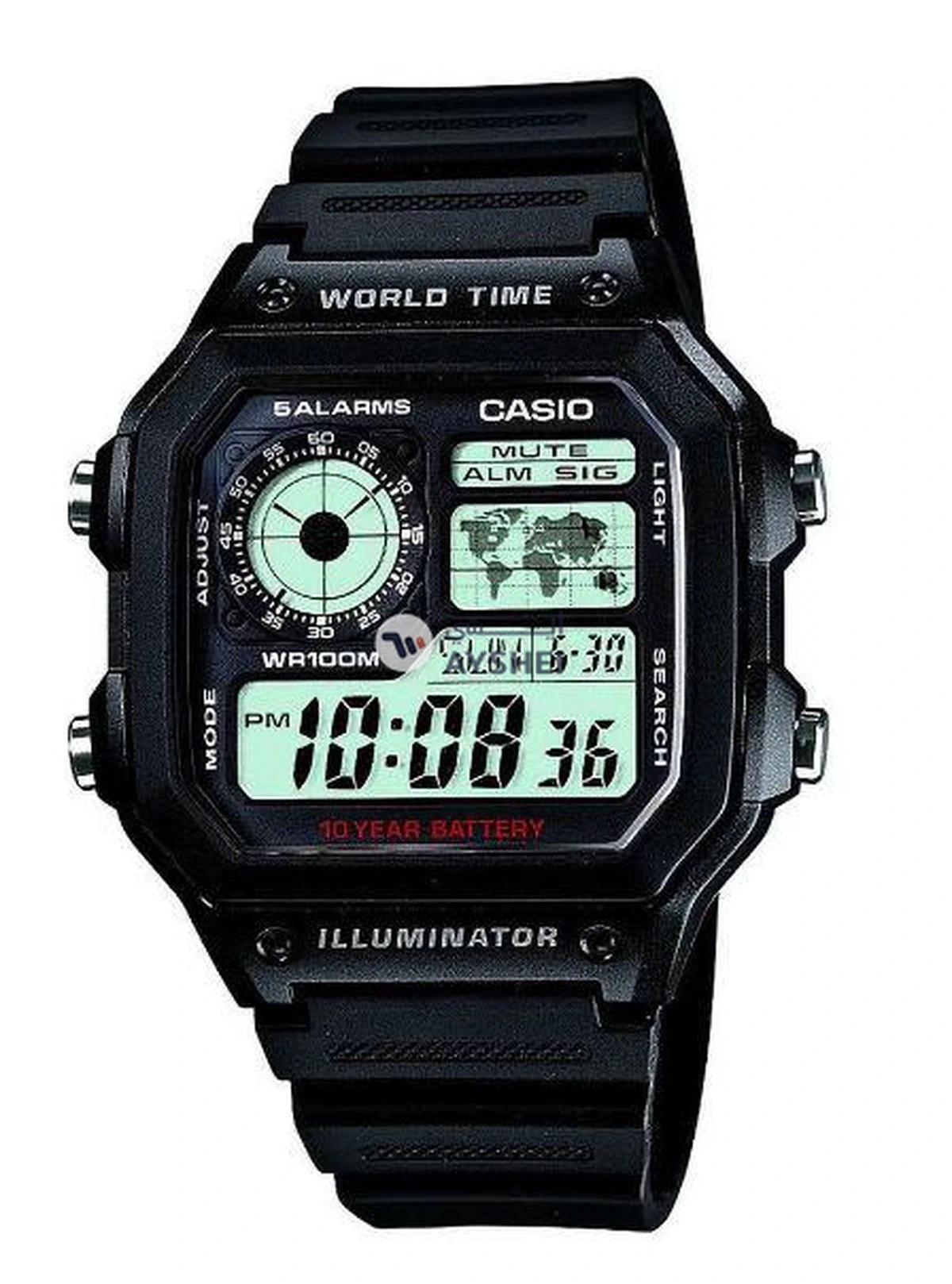 CASIO Men's Water Resistant Resin Digital Watch AE-1200WH-1AVDF - 42 mm - Black-0-portrait