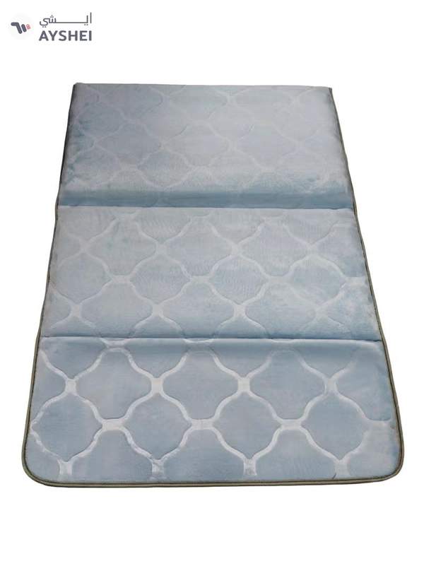 Yuwell Foldable Prayer Mat with Back Support & Carrying Bag, 2-in-1 Prayer Rug Sajadah, Anti-Slip Islamic Salah Mat Soft Velvet Mat 110×65CM for Men & Women, Portable Ramadan & Eid Gift Light Blue