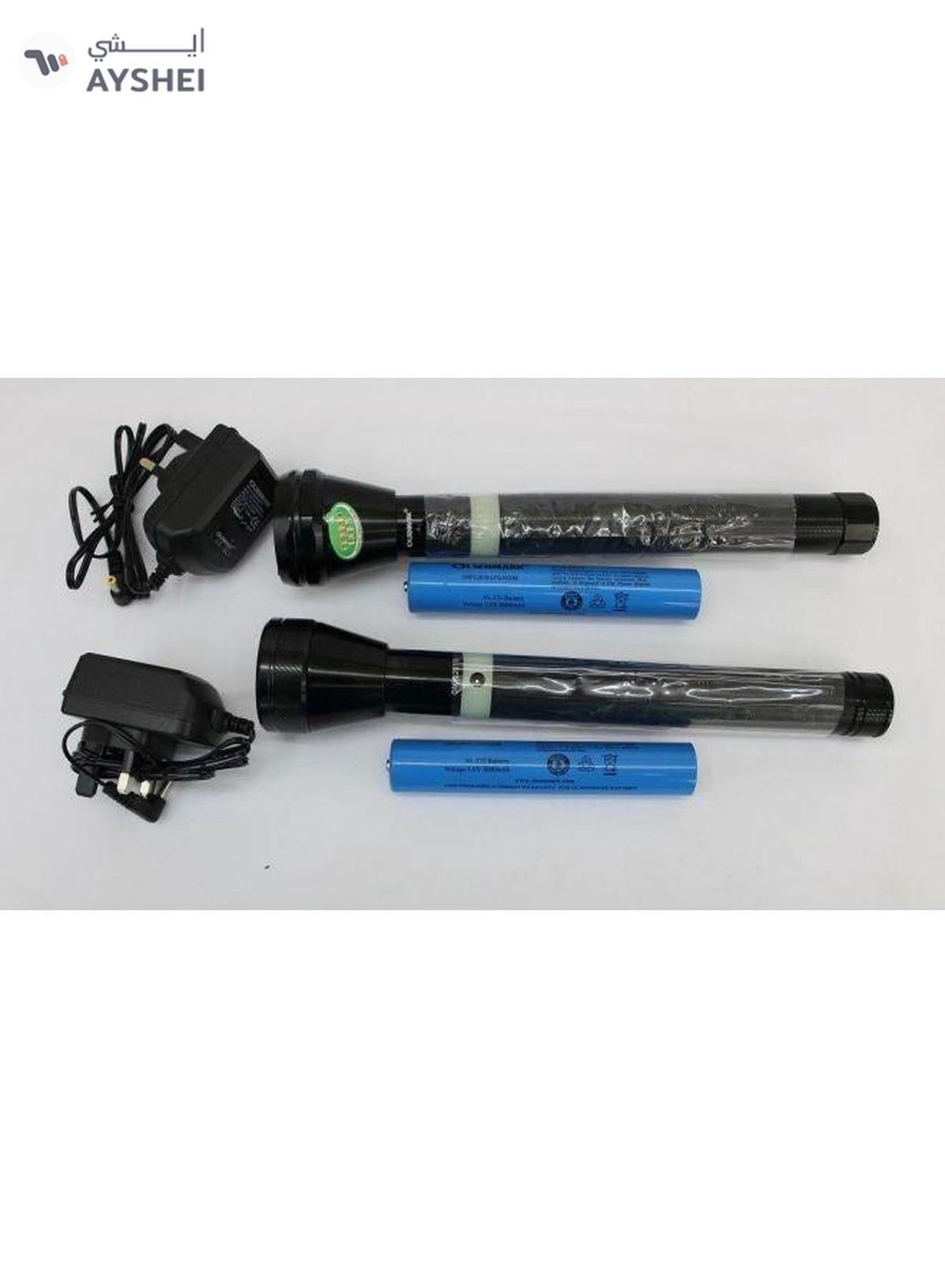 Olsenmark 2-Piece 2-In-1 Rechargeable LED Flashlights Black 242mm-3-3