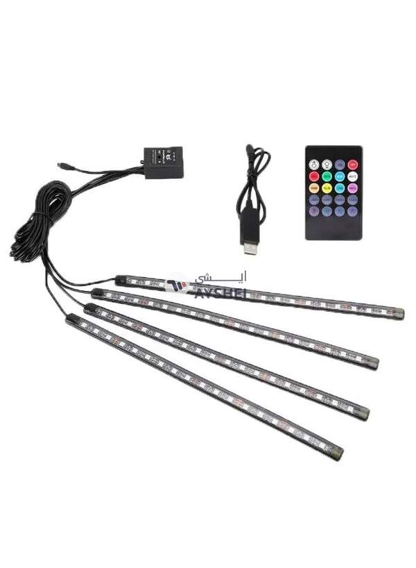 Generic 4-In-1 Car Colourful LED Atmosphere Light With USB Cable And Remote