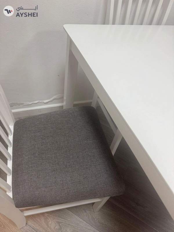 white dining table bench and 4seat